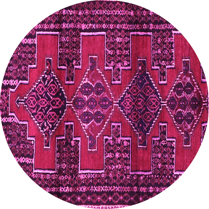 Round Machine Washable Persian Pink Traditional Rug, wshtr4229pnk