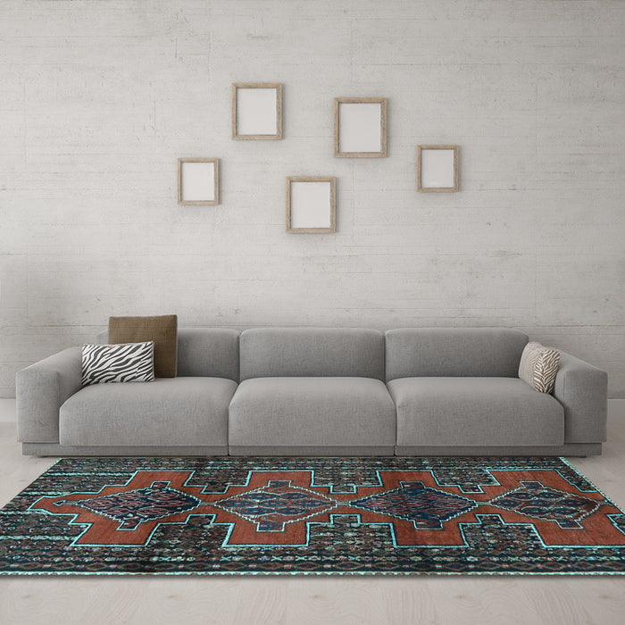 Machine Washable Persian Light Blue Traditional Rug in a Living Room, wshtr4229lblu