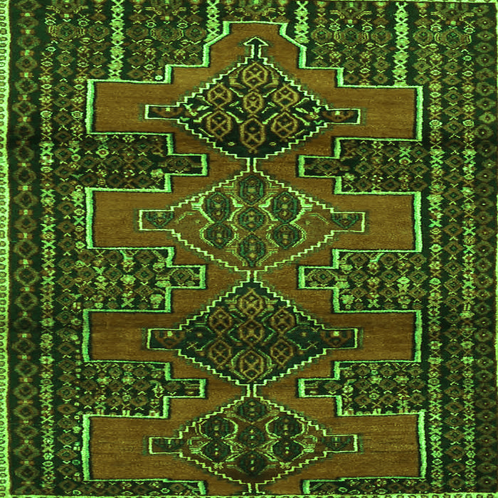 Round Machine Washable Persian Green Traditional Area Rugs, wshtr4229grn
