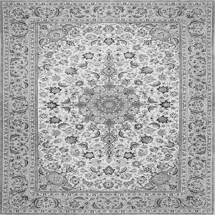 Round Machine Washable Medallion Gray Traditional Rug, wshtr422gry