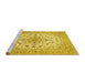 Sideview of Machine Washable Medallion Yellow Traditional Rug, wshtr422yw