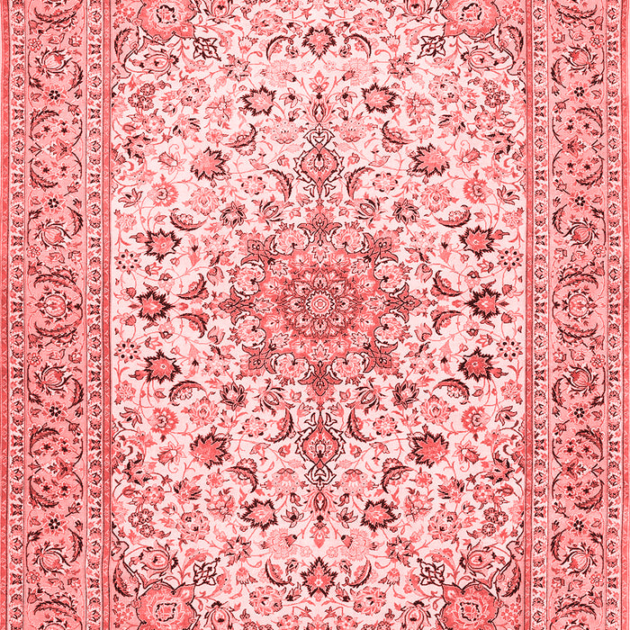 Machine Washable Medallion Red Traditional Rug, wshtr422red