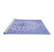 Sideview of Machine Washable Medallion Blue Traditional Rug, wshtr422blu