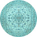 Round Medallion Light Blue Traditional Rug, tr422lblu