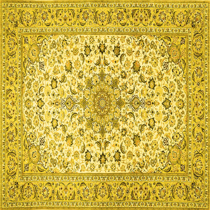 Square Medallion Yellow Traditional Rug, tr422yw