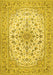 Machine Washable Medallion Yellow Traditional Rug, wshtr422yw