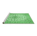 Sideview of Machine Washable Medallion Emerald Green Traditional Area Rugs, wshtr422emgrn