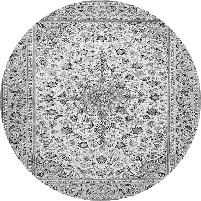Machine Washable Medallion Gray Traditional Rug, wshtr422gry