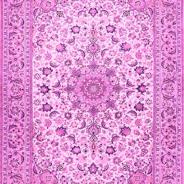 Machine Washable Medallion Pink Traditional Rug, wshtr422pnk