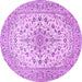 Round Medallion Purple Traditional Rug, tr422pur