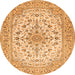 Square Medallion Orange Traditional Rug, tr422org