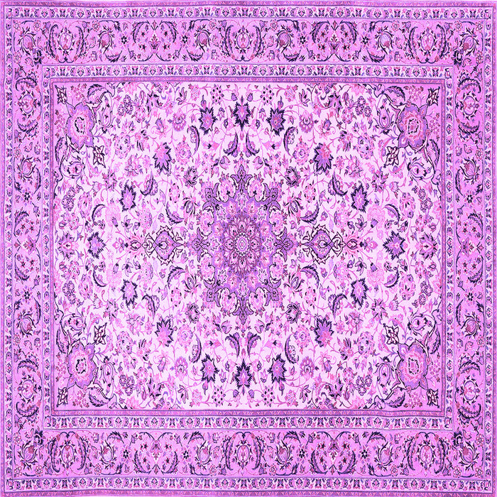 Square Machine Washable Medallion Purple Traditional Area Rugs, wshtr422pur