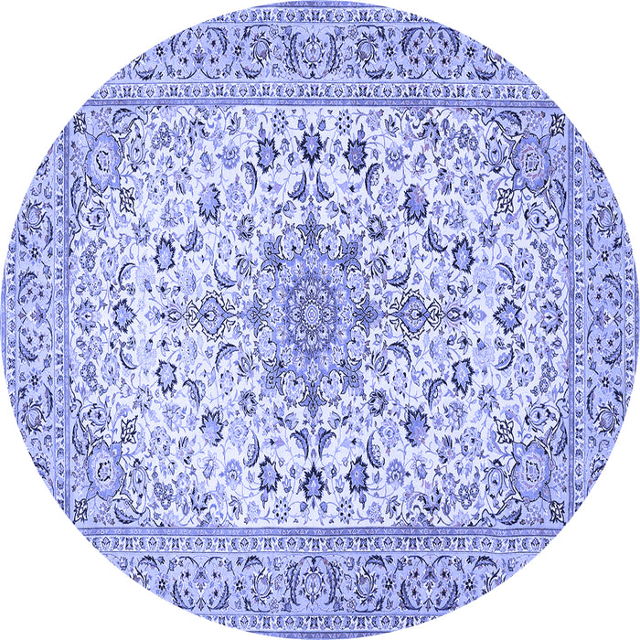 Round Medallion Blue Traditional Rug, tr422blu