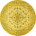 Round Medallion Yellow Traditional Rug, tr422yw