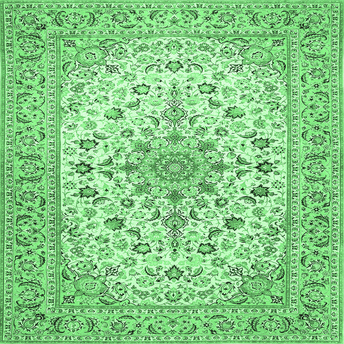 Square Medallion Emerald Green Traditional Rug, tr422emgrn