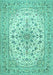 Machine Washable Medallion Turquoise Traditional Area Rugs, wshtr422turq