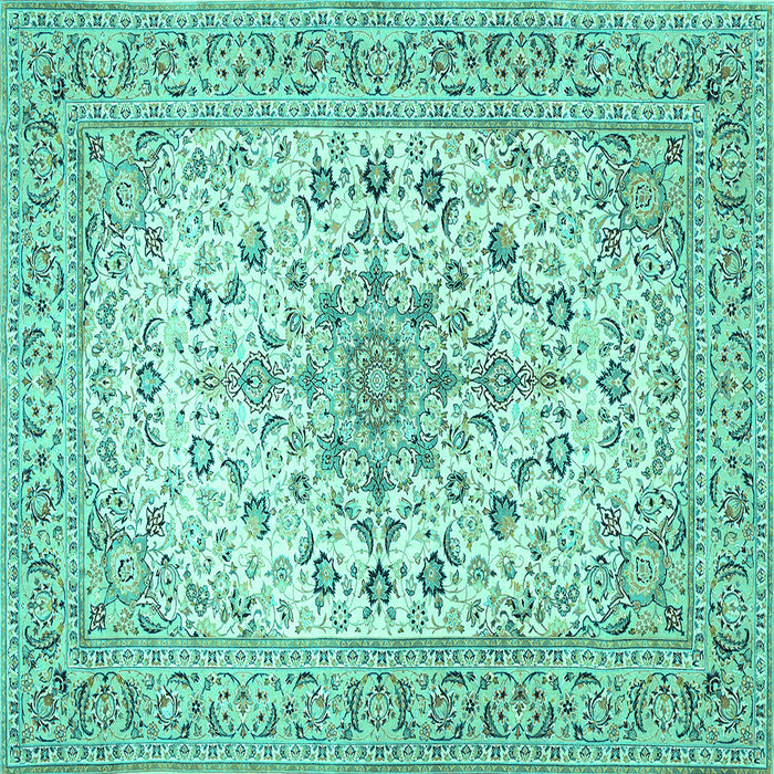 Square Medallion Turquoise Traditional Rug, tr422turq