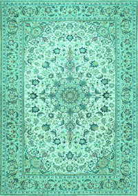 Medallion Turquoise Traditional Rug, tr422turq