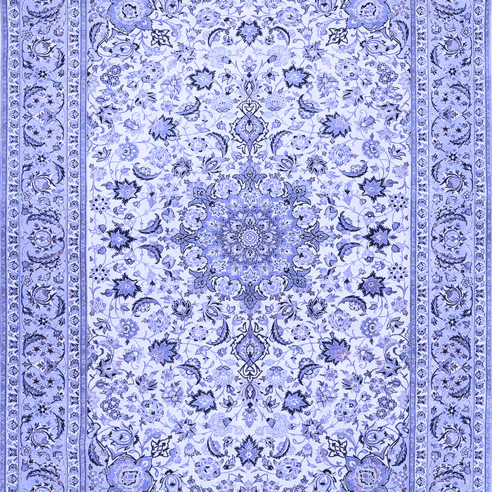 Machine Washable Medallion Blue Traditional Rug, wshtr422blu