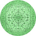 Round Medallion Emerald Green Traditional Rug, tr422emgrn