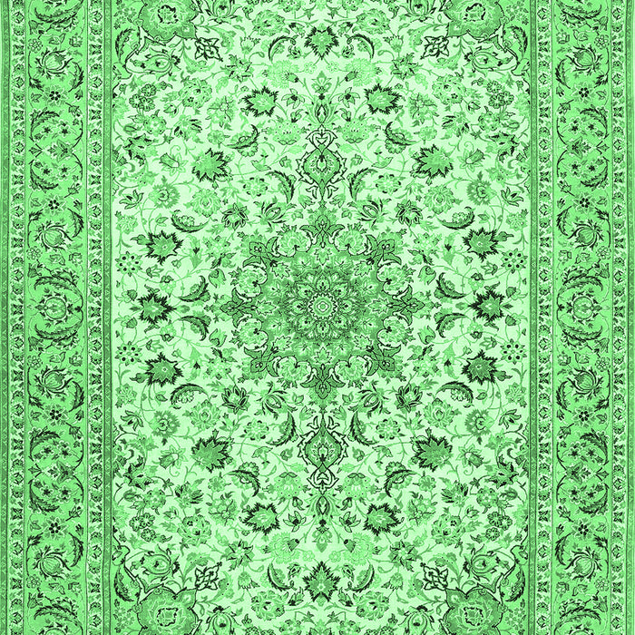 Machine Washable Medallion Emerald Green Traditional Area Rugs, wshtr422emgrn