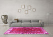 Machine Washable Persian Pink Traditional Rug in a Living Room, wshtr4230pnk