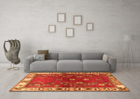 Machine Washable Persian Orange Traditional Rug, wshtr4230org