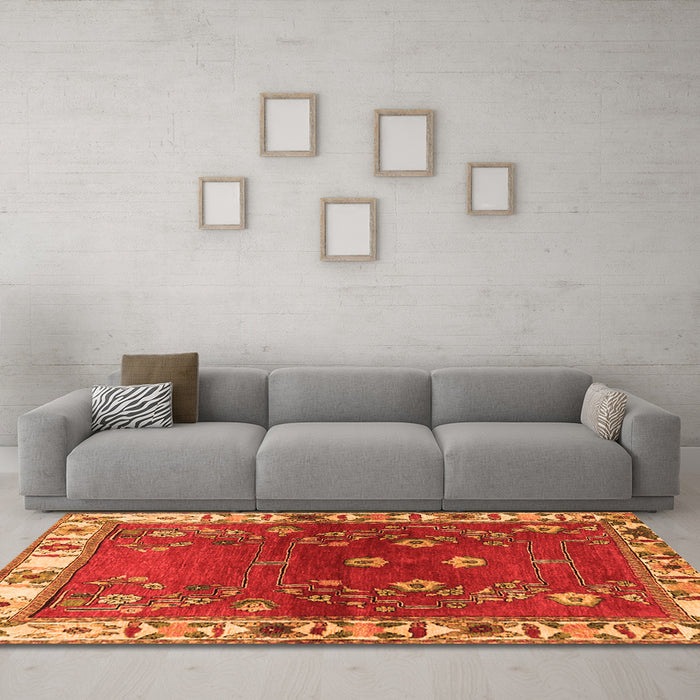 Machine Washable Persian Orange Traditional Area Rugs in a Living Room, wshtr4230org