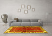 Machine Washable Persian Yellow Traditional Rug in a Living Room, wshtr4230yw