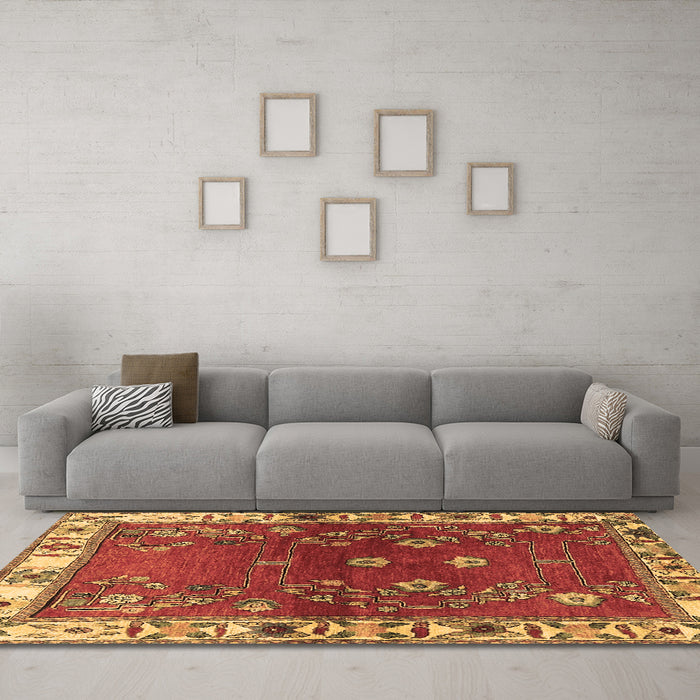 Machine Washable Persian Brown Traditional Rug in a Living Room,, wshtr4230brn