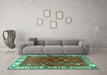 Machine Washable Persian Turquoise Traditional Area Rugs in a Living Room,, wshtr4230turq