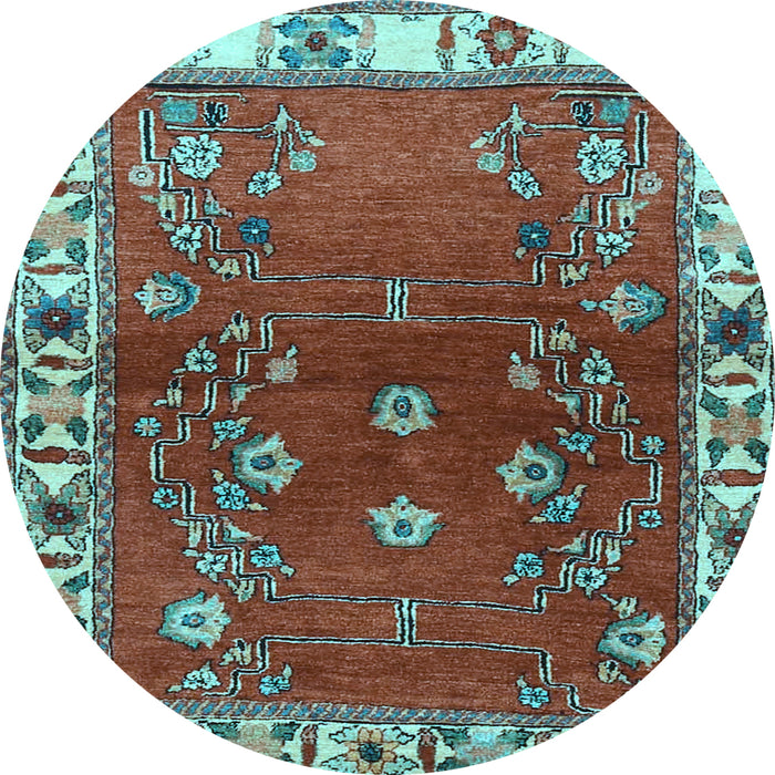 Round Machine Washable Persian Light Blue Traditional Rug, wshtr4230lblu