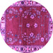 Round Machine Washable Persian Purple Traditional Area Rugs, wshtr4230pur