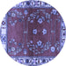 Round Machine Washable Persian Blue Traditional Rug, wshtr4230blu