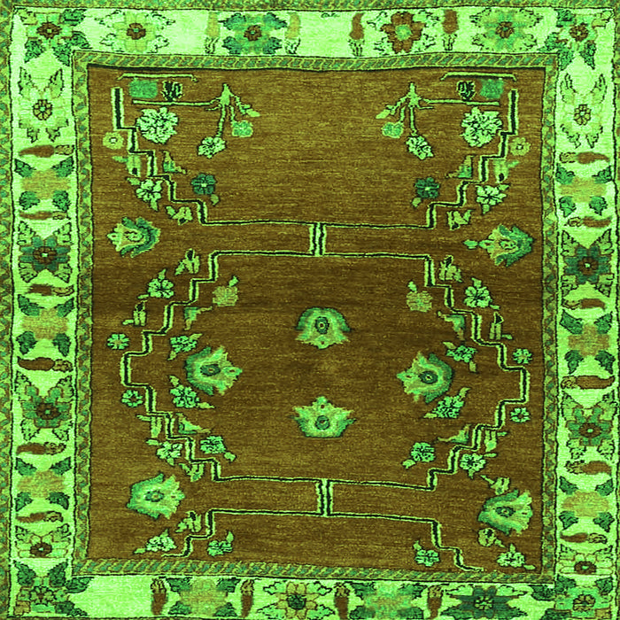 Round Machine Washable Persian Green Traditional Area Rugs, wshtr4230grn