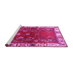 Sideview of Machine Washable Persian Pink Traditional Rug, wshtr4230pnk