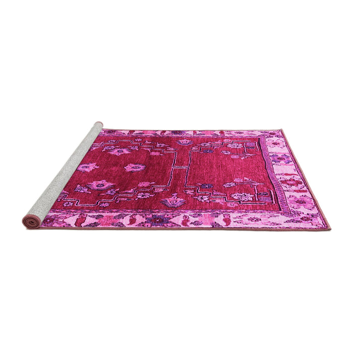 Sideview of Machine Washable Persian Pink Traditional Rug, wshtr4230pnk