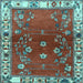 Square Machine Washable Persian Light Blue Traditional Rug, wshtr4230lblu