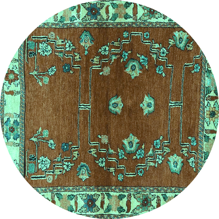 Round Persian Turquoise Traditional Rug, tr4230turq