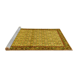 Sideview of Machine Washable Persian Yellow Traditional Rug, wshtr4231yw