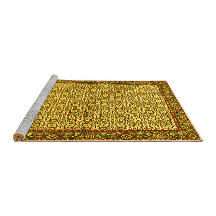 Sideview of Machine Washable Persian Yellow Traditional Rug, wshtr4231yw