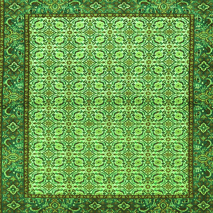 Round Machine Washable Persian Green Traditional Area Rugs, wshtr4231grn