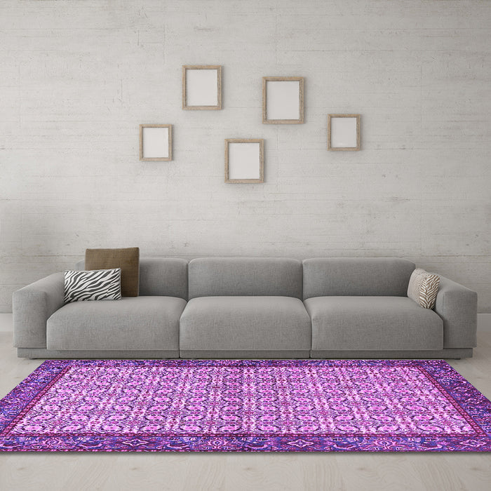Machine Washable Persian Purple Traditional Area Rugs in a Living Room, wshtr4231pur