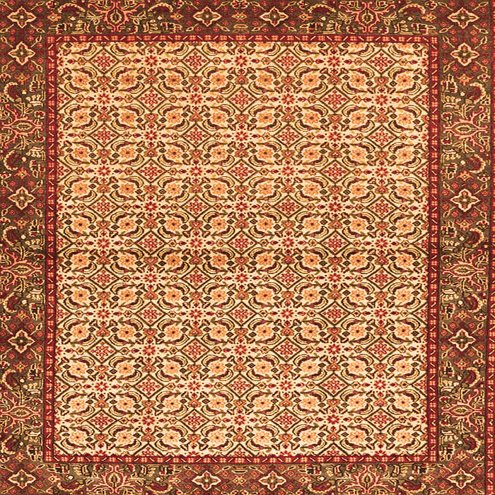 Round Machine Washable Persian Orange Traditional Area Rugs, wshtr4231org