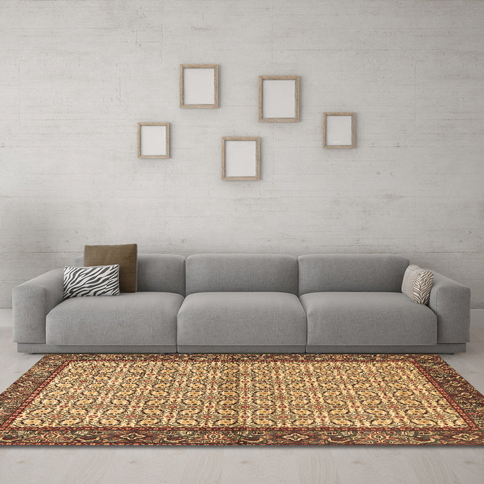 Machine Washable Persian Brown Traditional Rug in a Living Room,, wshtr4231brn