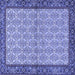 Square Machine Washable Persian Blue Traditional Rug, wshtr4231blu