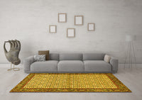 Machine Washable Persian Yellow Traditional Rug, wshtr4231yw