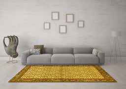 Machine Washable Persian Yellow Traditional Rug in a Living Room, wshtr4231yw