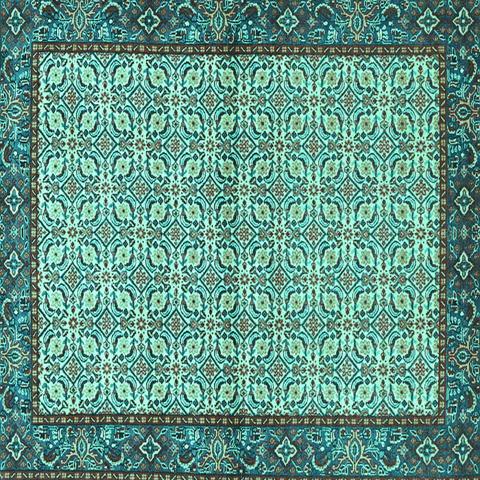 Square Machine Washable Persian Turquoise Traditional Area Rugs, wshtr4231turq