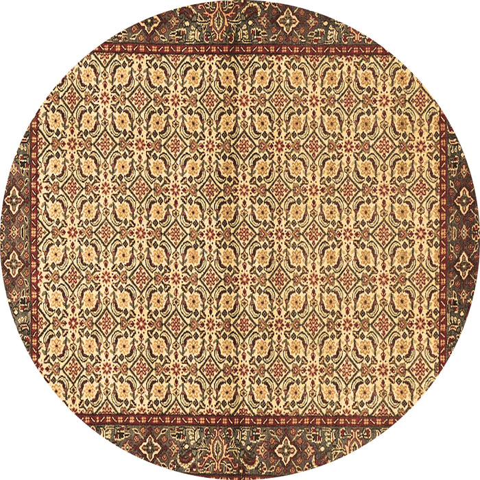 Round Persian Brown Traditional Rug, tr4231brn